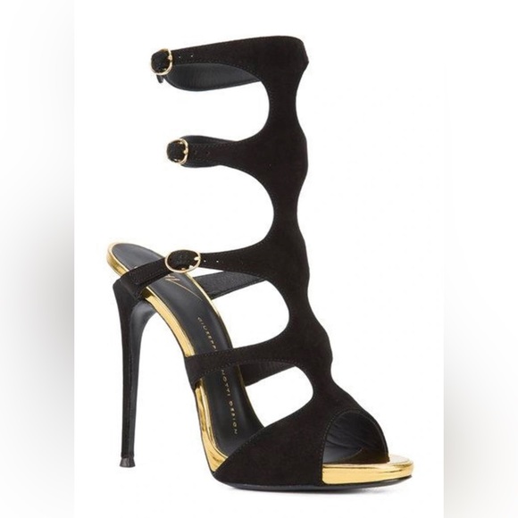Giuseppe Zanotti Renee Suede Gold Trim Gladiator Sandal (36.5) - Picture 2 of 6